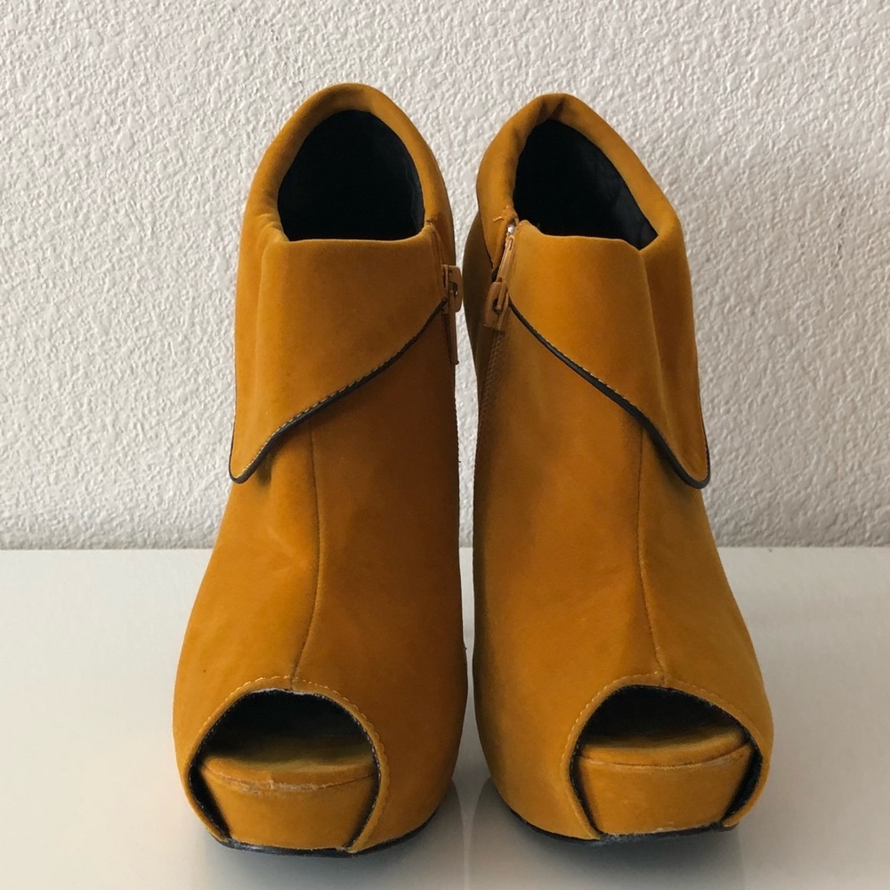 Yellow Ankle Open Toe Booties